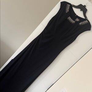 Vince Camuto Navy Maxi Dress with Embellished Neckline LIKE NEW